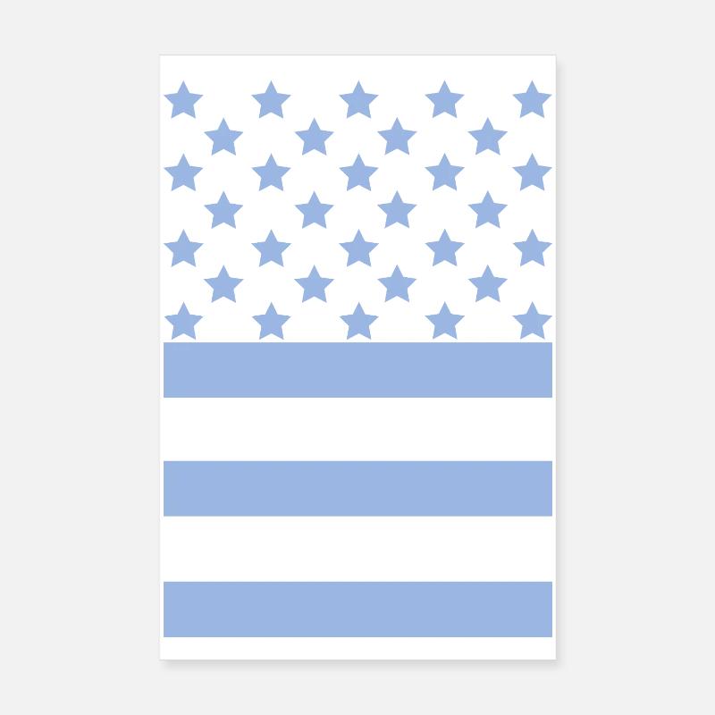 Drapeau bleu clair – Design Stars & Stripes Poster 20 x 30 cm
