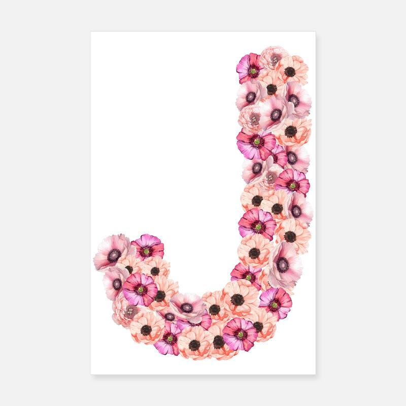 Monogramme J des fleurs Poster 20 x 30 cm