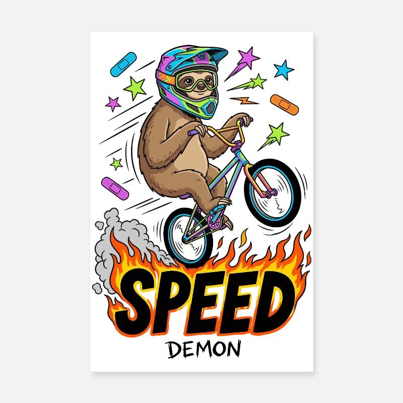Speed Demon Sloth Poster 8" x 12" (20x30 cm)