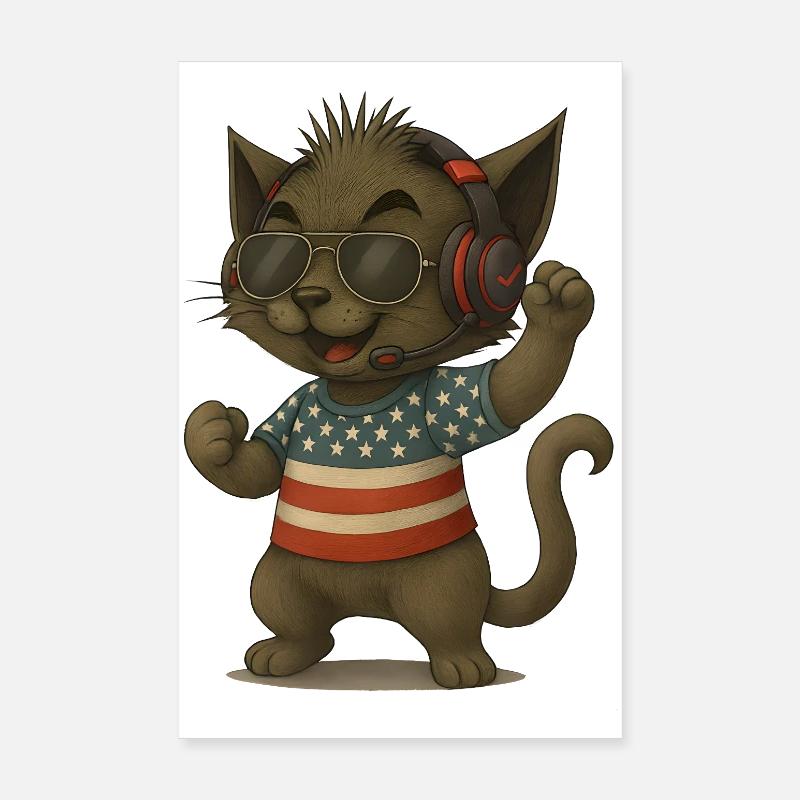 Look DJ chat en style Americana Poster 20 x 30 cm