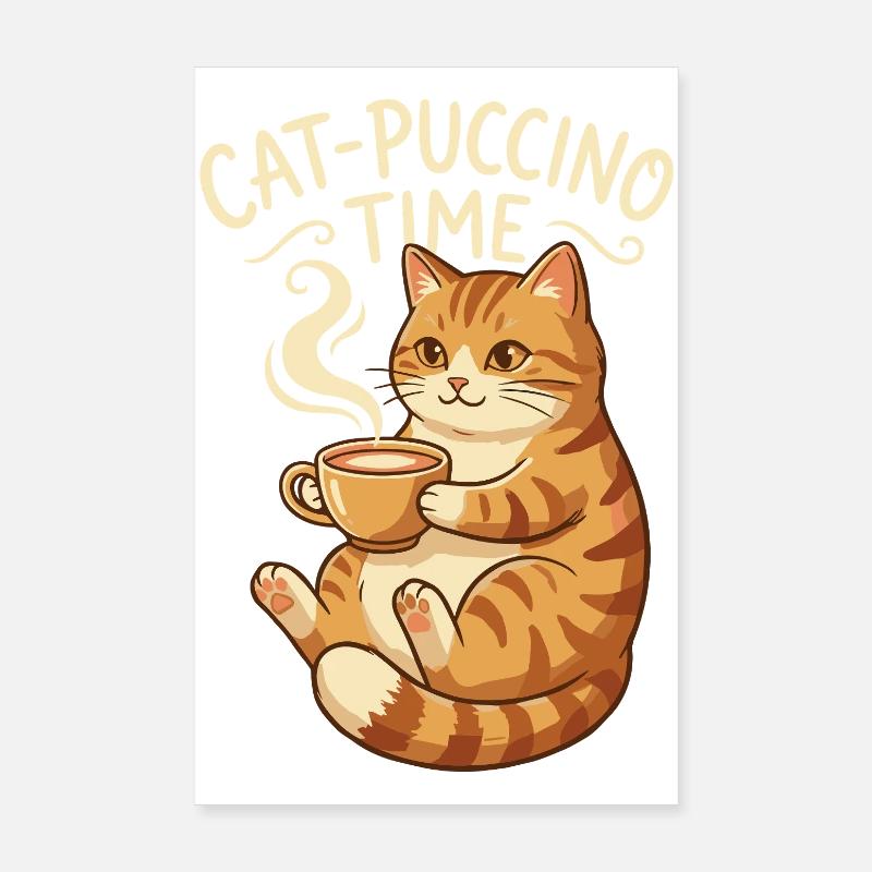 Cat Puccino Temps Café pour chats Poster 20 x 30 cm