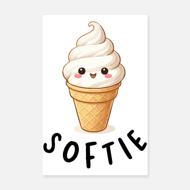 Kawaii Eiscreme auf Waffel Poster 8" x 12" (20x30 cm)