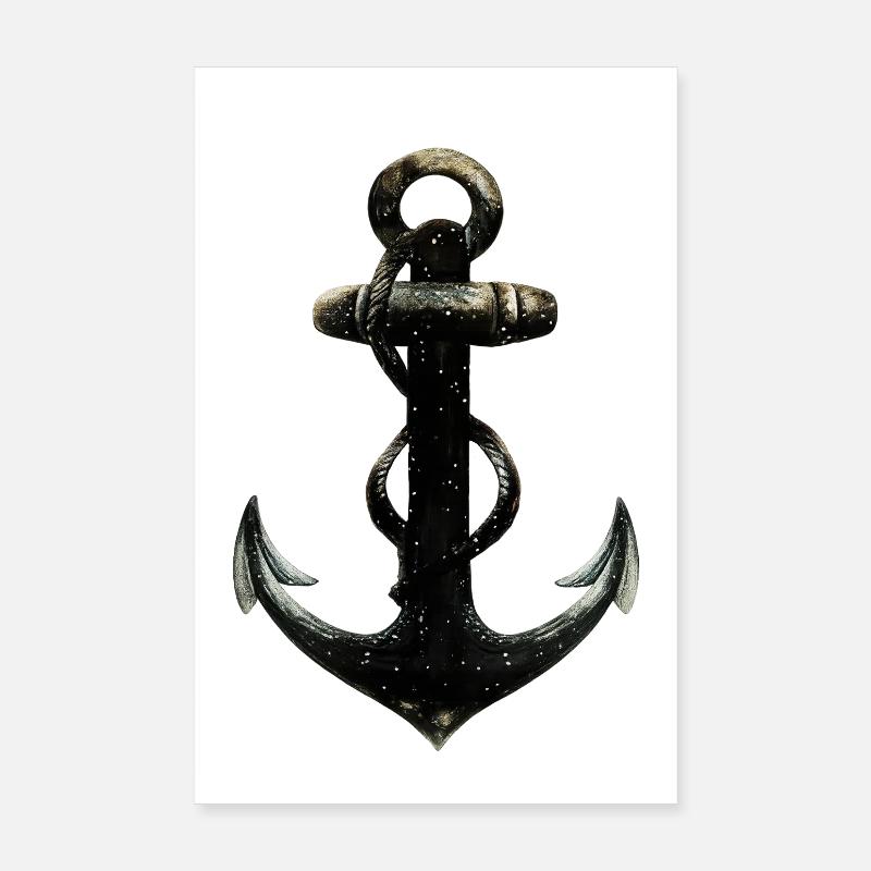 Ancrage de nuit avec silhouette nautique à corde Poster 20 x 30 cm