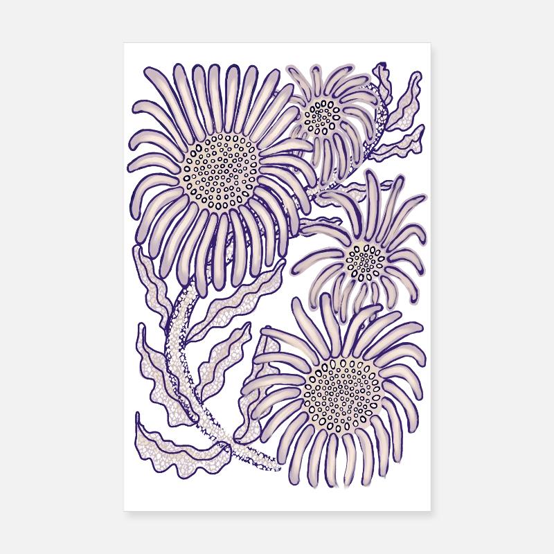 Lila Glättchen-Botanische Strichkunst Poster 20x30 cm