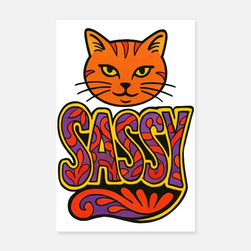 Sassy Cat Psychedelic Script Poster 20x30 cm