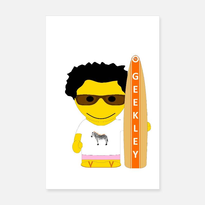 GEEKLEY Pink Surfer - Poster 20x30 cm - Weiß