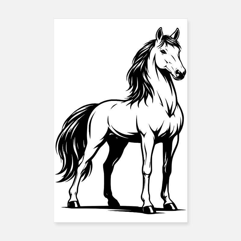 Pferd_stehend_Schwarz Poster 20x30 cm