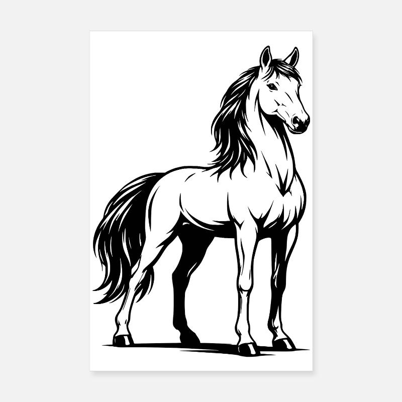 Pferd_stehend_Schwarz-Weiß Poster 20x30 cm