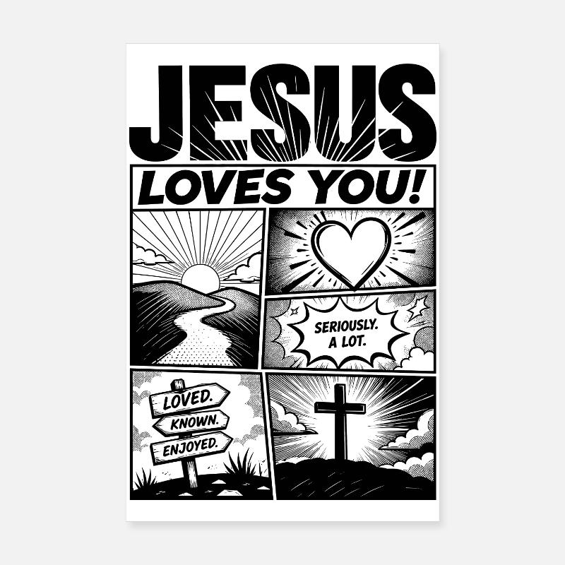 Conception de bandes dessinées « Jésus t’aime » Poster 20 x 30 cm