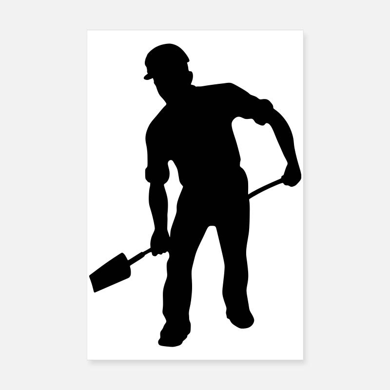 Groundworker with Shovel – Hard Work Poster 8" x 12" (20x30 cm)