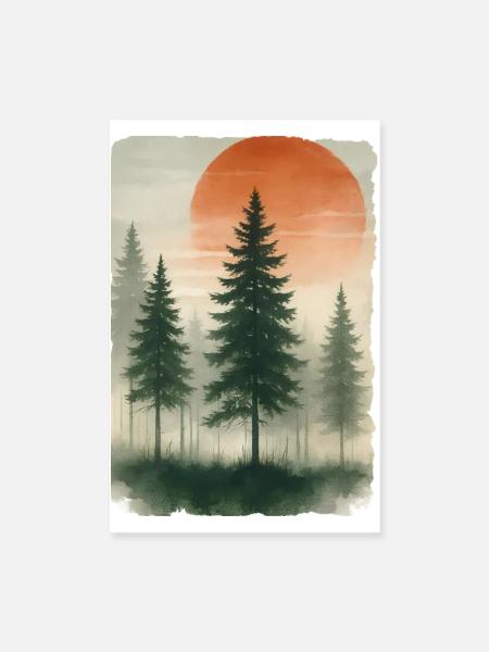 Aquarelle vintage de coucher de cheval forestier - Poster 20 x 30 cm - blanc - Devant