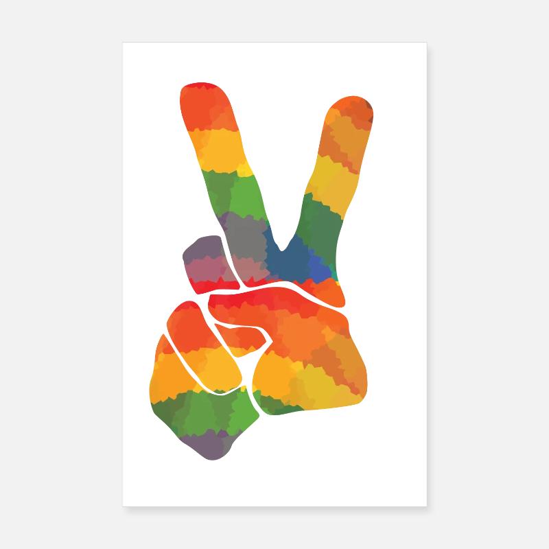 Farbiges Peace Zeichen - Poster 20x30 cm - Weiß