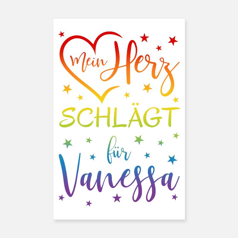 Mon cœur bat pour Vanessa - Poster 20 x 30 cm - blanc