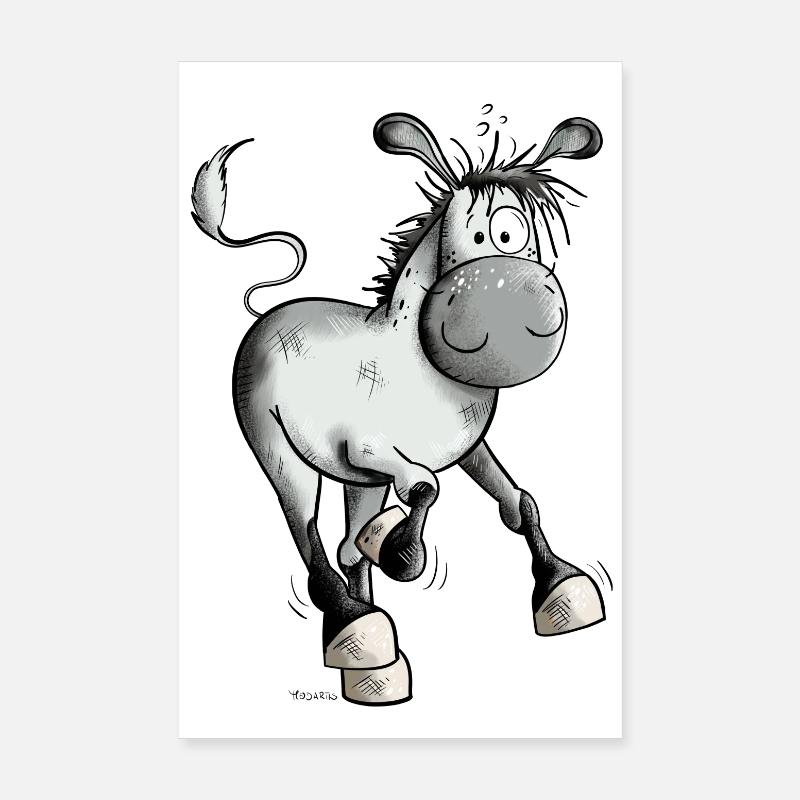 Running Donkey - Poster 8" x 12" (20x30 cm) - white