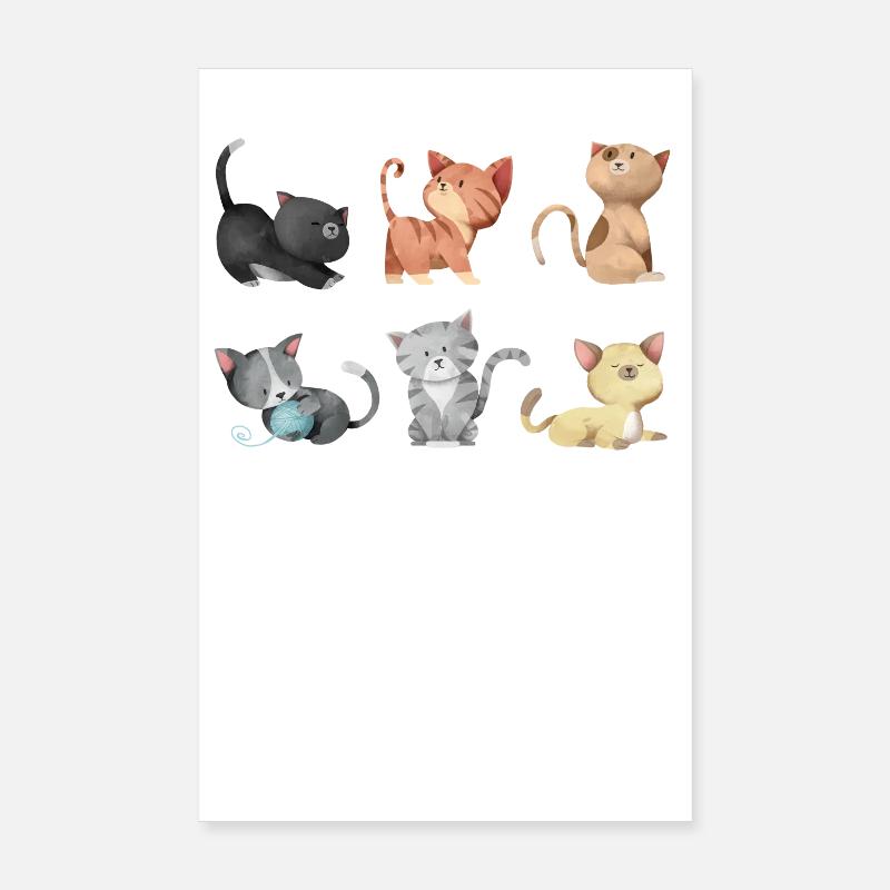 Katzen Abbildung - Poster 20x30 cm - Weiß
