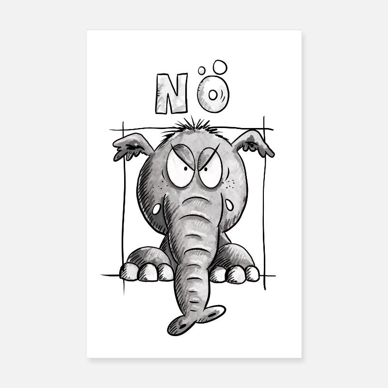 Nö Elefant I Einfach Nö Fun Wildtier Design Poster 20x30 cm