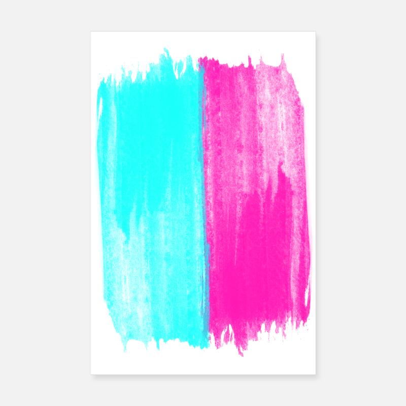 Pink Und Türkis Trendfarben Acrylfarbe Ich Liebe Poster 20x30 cm
