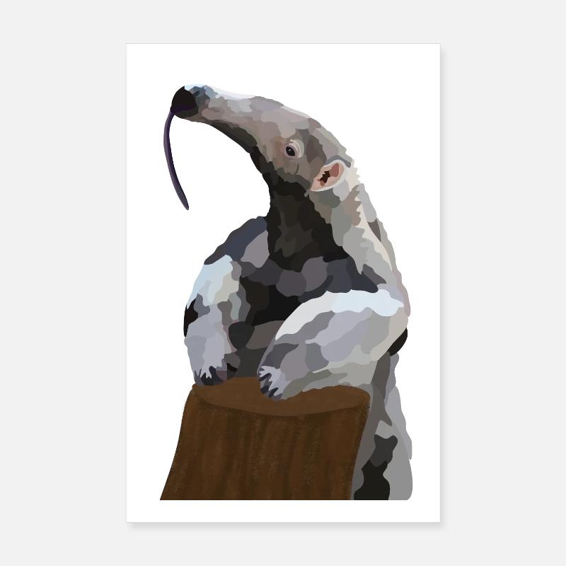 Antonio, der Ameisenbär - Poster 20x30 cm - Weiß