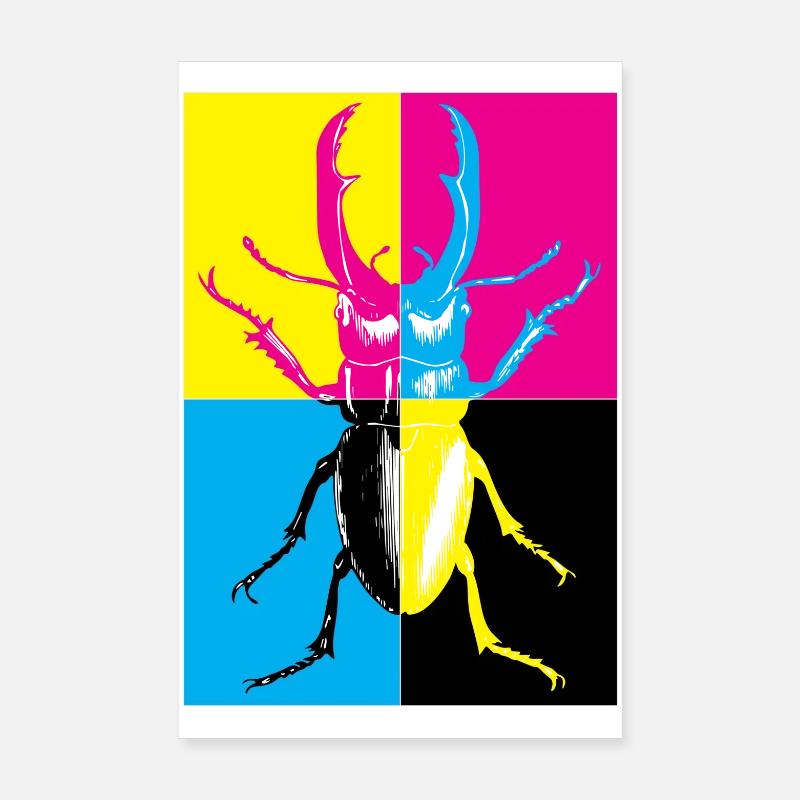 Style Pop Art avec Coccinelle Coloré Poster 20 x 30 cm