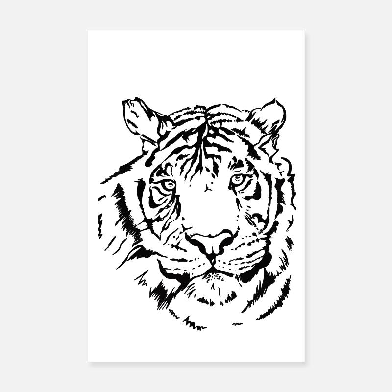 Tigre dessiné à la main Poster 20 x 30 cm