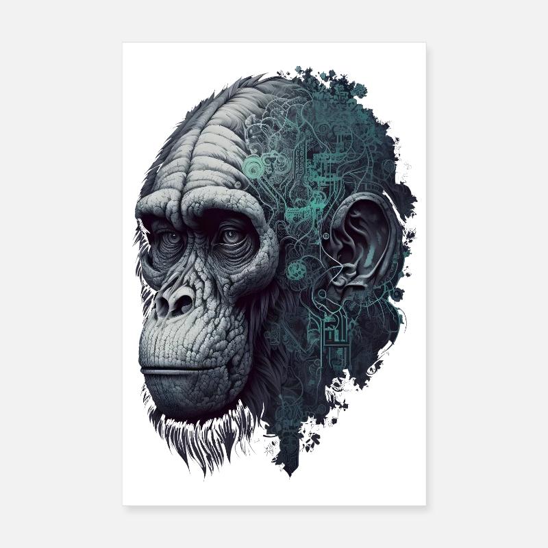 AI-controlled monkey Poster 8" x 12" (20x30 cm)