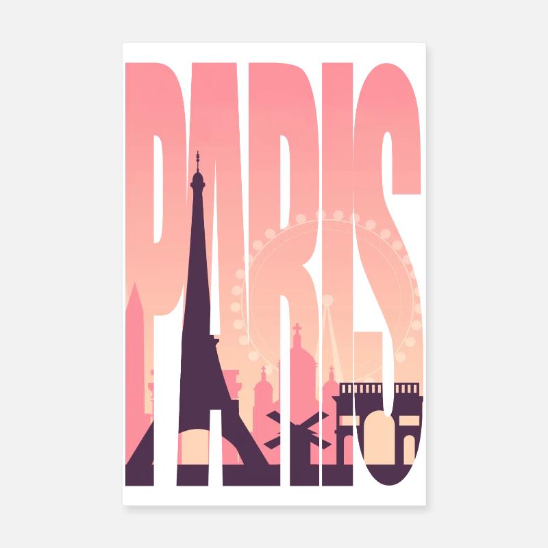 Silhouette Paris Rose Poster 20 x 30 cm