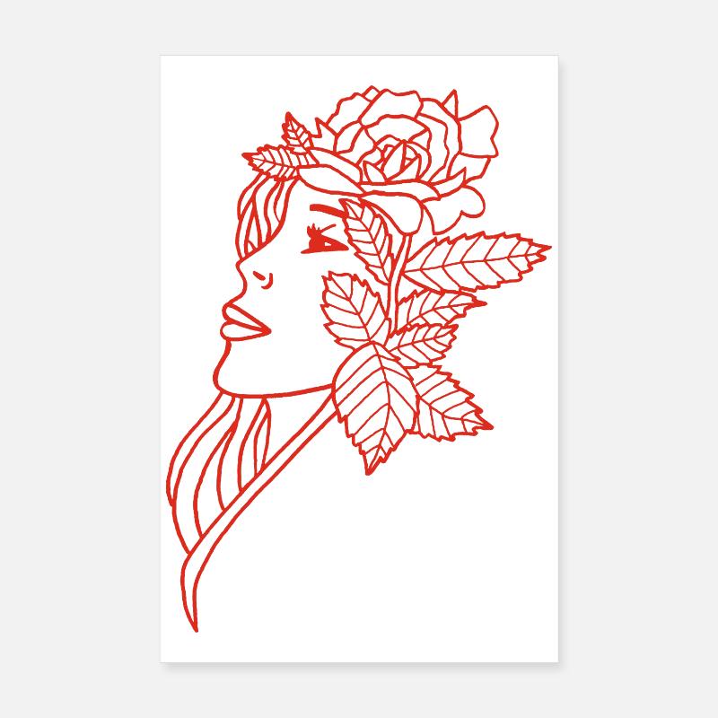 La dame et la rose (rouge) Poster 20 x 30 cm