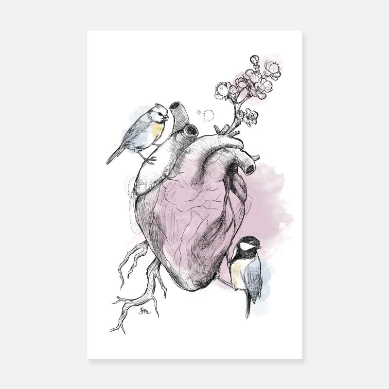 et cœur - Poster 20 x 30 cm - blanc