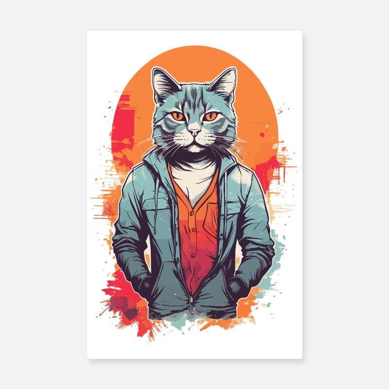 Cool grå kat Poster 20x30 cm