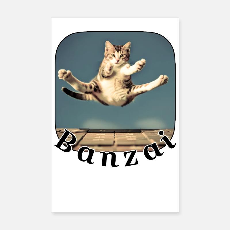 Jumping cat over keyboard Poster 8" x 12" (20x30 cm)