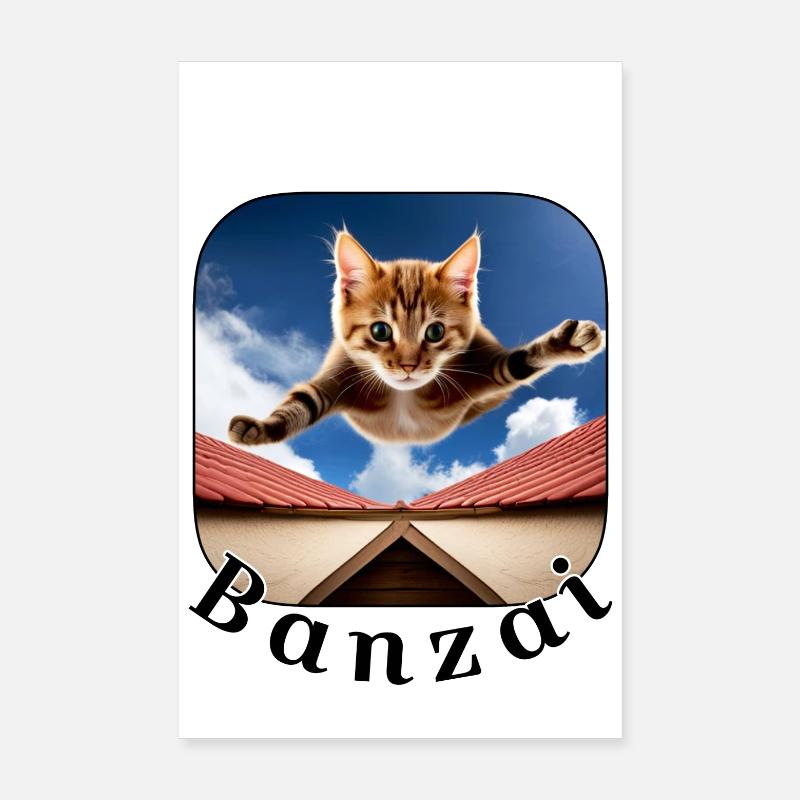 Banzai katze 2 Poster 20x30 cm