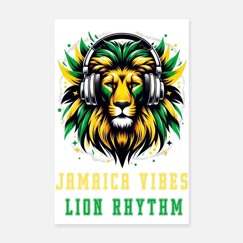 Design reggae avec un lion jamaïcain Poster 20 x 30 cm