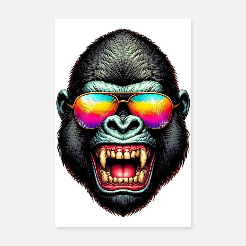 Gorilla - Poster 20x30 cm - Weiß