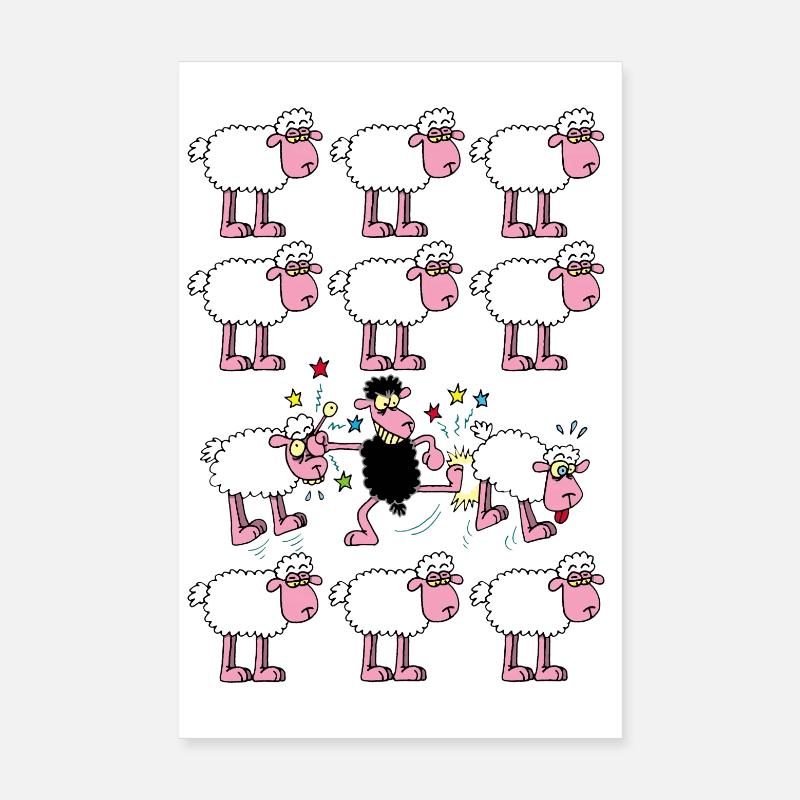 Le mouton noir se rebelle - Poster 20 x 30 cm - blanc
