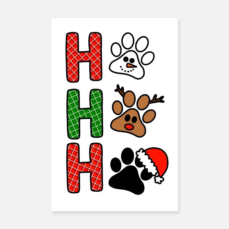 H Christmas Paws Plaid Poster 8" x 12" (20x30 cm)