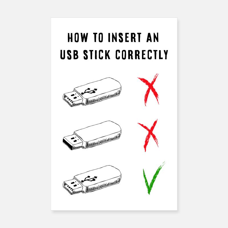 Comment insérer correctement une clé USB Poster 20 x 30 cm