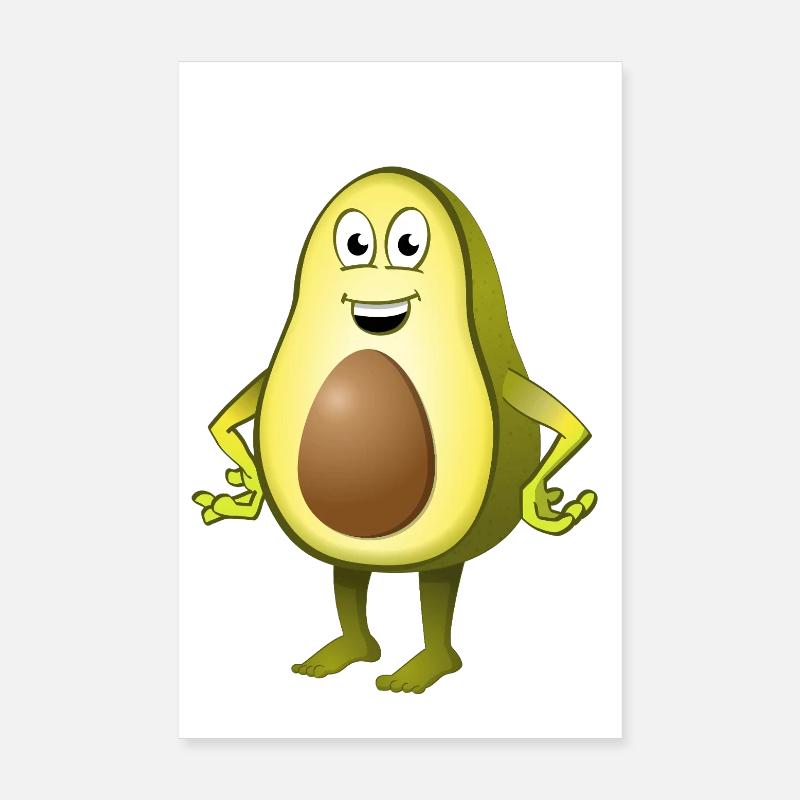 Cheerful Avocado with Playful Face Expression Poster 8" x 12" (20x30 cm)