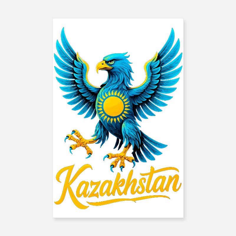 Kazakhstan Eagle Flag Flag Cool Gift Poster 8" x 12" (20x30 cm)