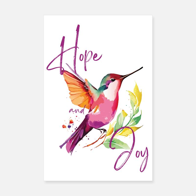 Bunter Kolibri mit Freuden- und Hoffnungsmustern Poster 20x30 cm