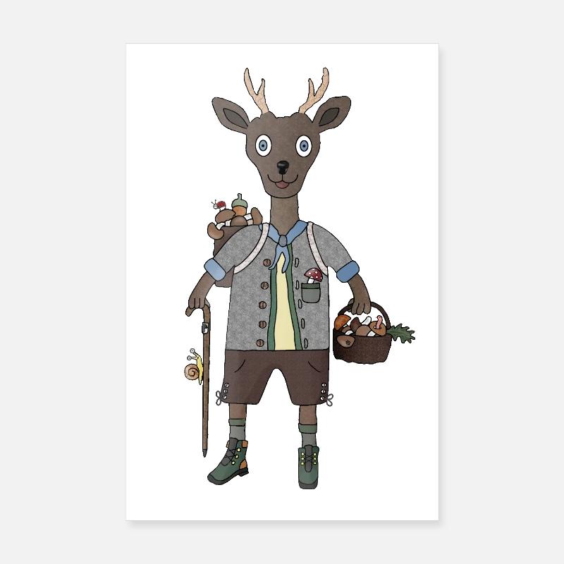 Forest magic with deer and mushroom Poster 8" x 12" (20x30 cm)