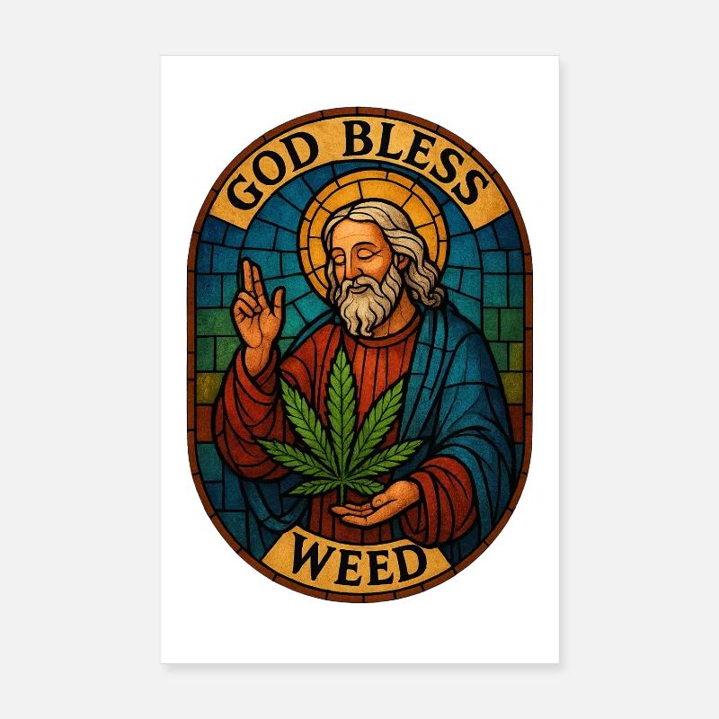 GOd Bless Weed Poster 20 x 30 cm
