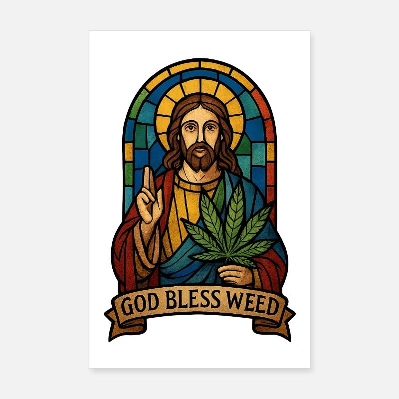 God Bless Weed Poster 8" x 12" (20x30 cm)