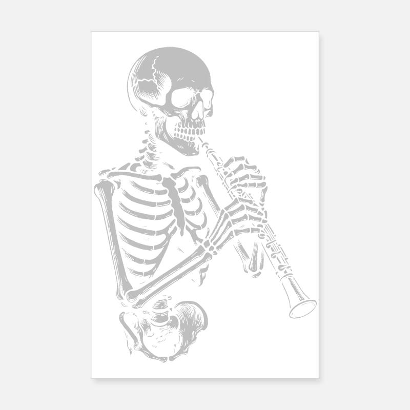 Skeleton Playing oboe Poster 8" x 12" (20x30 cm)