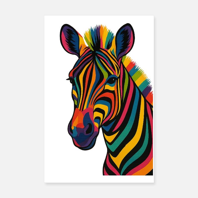 Bunt gestreiftes Zebra-Kunstwerk Poster 20x30 cm