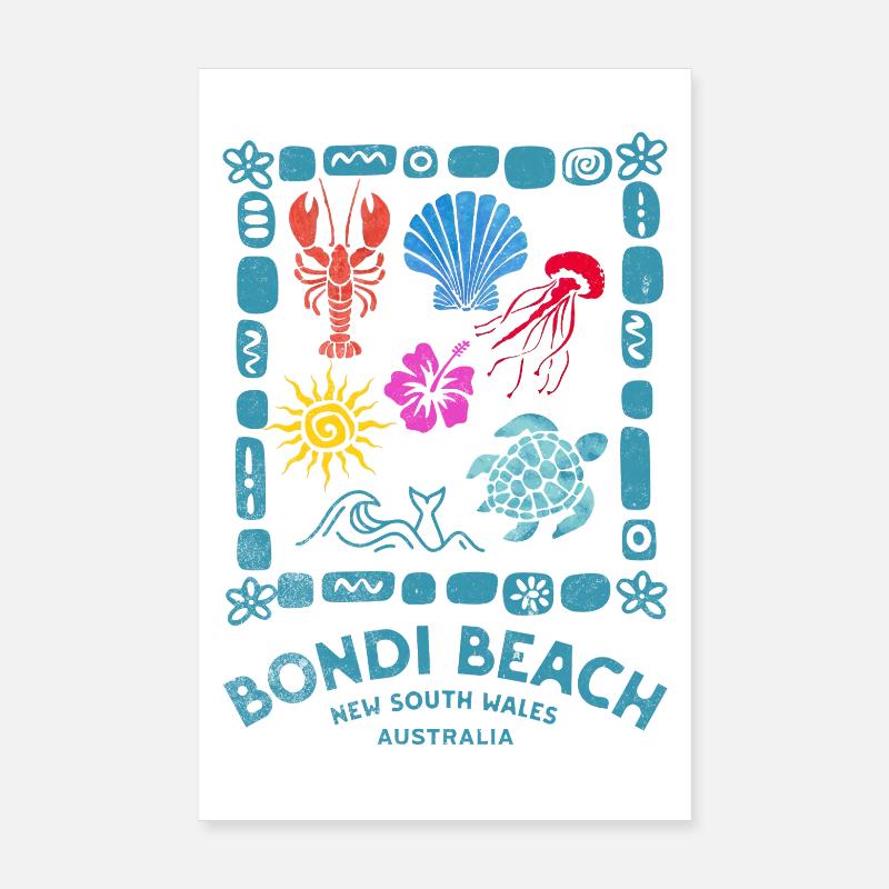 Bondi Beach Pattern Australia Poster 8" x 12" (20x30 cm)
