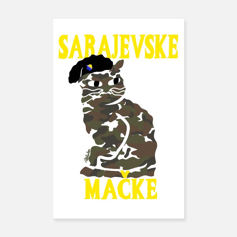 Chat Camouflage Sarajevo Militaire Poster 20 x 30 cm