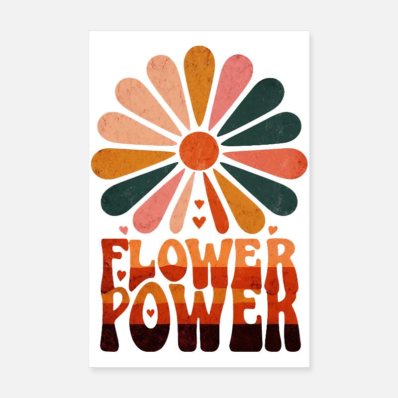 Flower Power Retro Sunrise Poster 8" x 12" (20x30 cm)