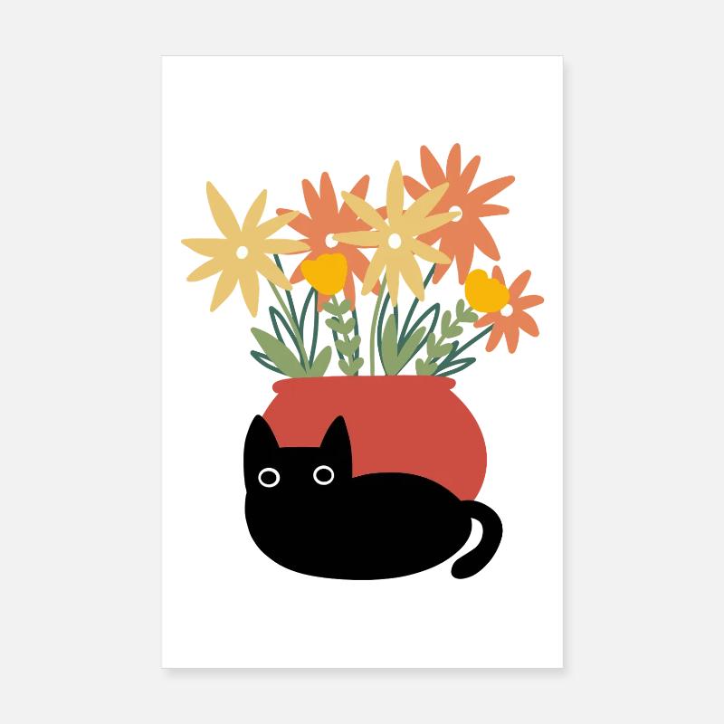 Chat avec vase Poster 20 x 30 cm