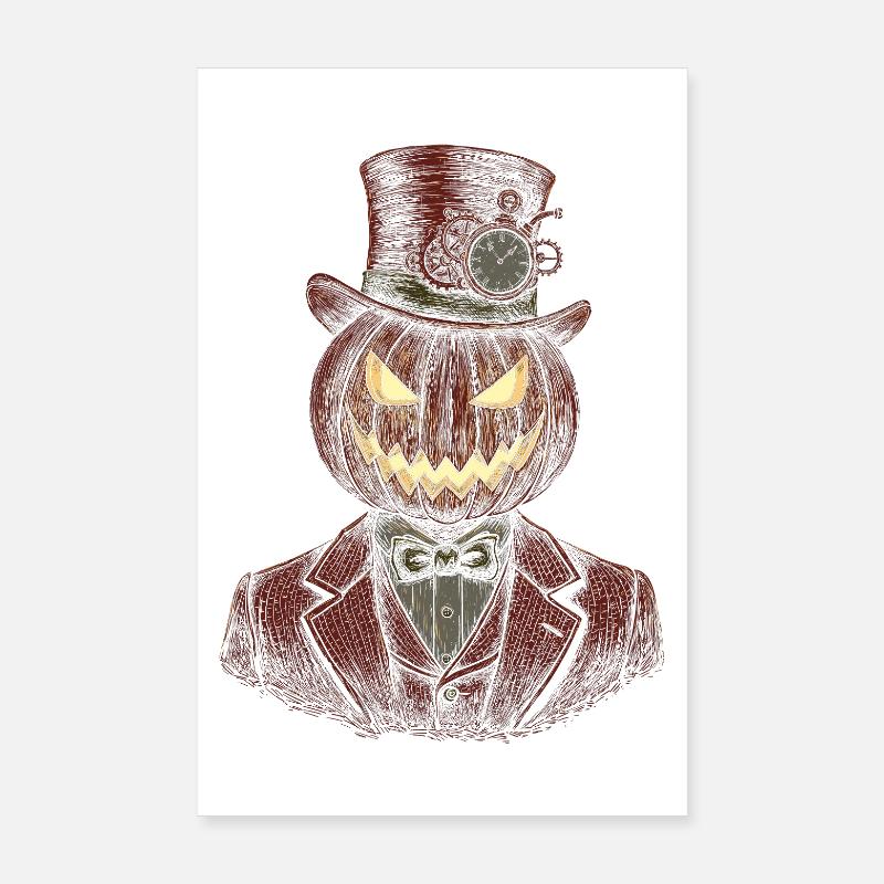 Pumpkin gentleman steampunk Poster 8" x 12" (20x30 cm)