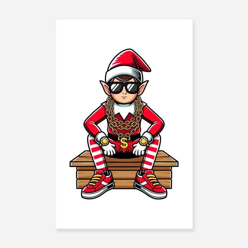 Elfe de Noël Bling Rappeur Poster 20 x 30 cm